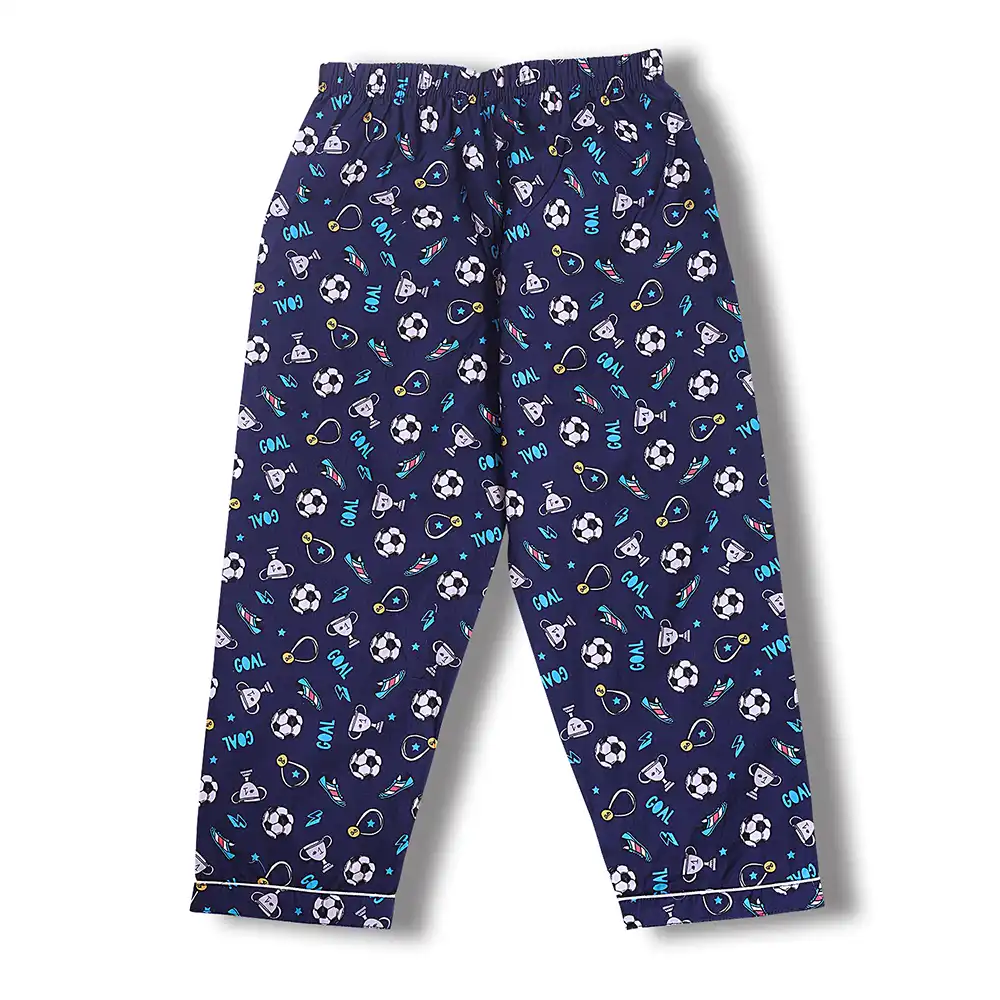 Sports Print Kids Night Suit Set – Navy Blue Cotton Sleepwear by Cozy Dozy - Image 6