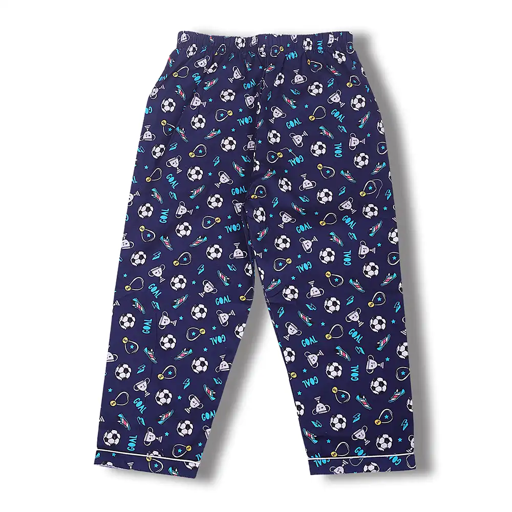 Sports Print Kids Night Suit Set – Navy Blue Cotton Sleepwear by Cozy Dozy - Image 5
