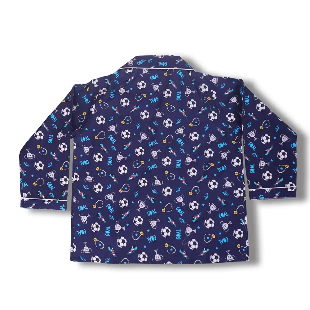 Sports Print Kids Night Suit Set – Navy Blue Cotton Sleepwear by Cozy Dozy - Image 3