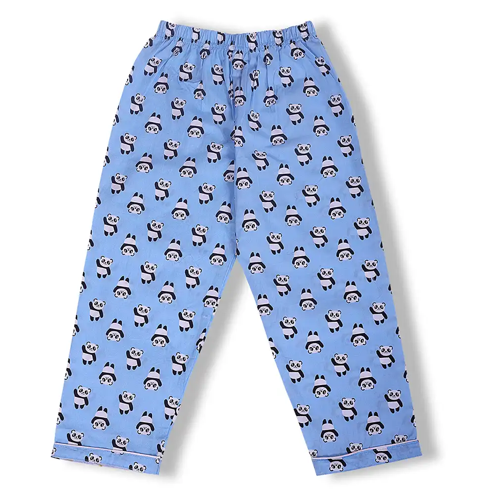 Panda Print Kids Night Suit Set – Sky Blue Cotton Sleepwear by Cozy Dozy - Image 6