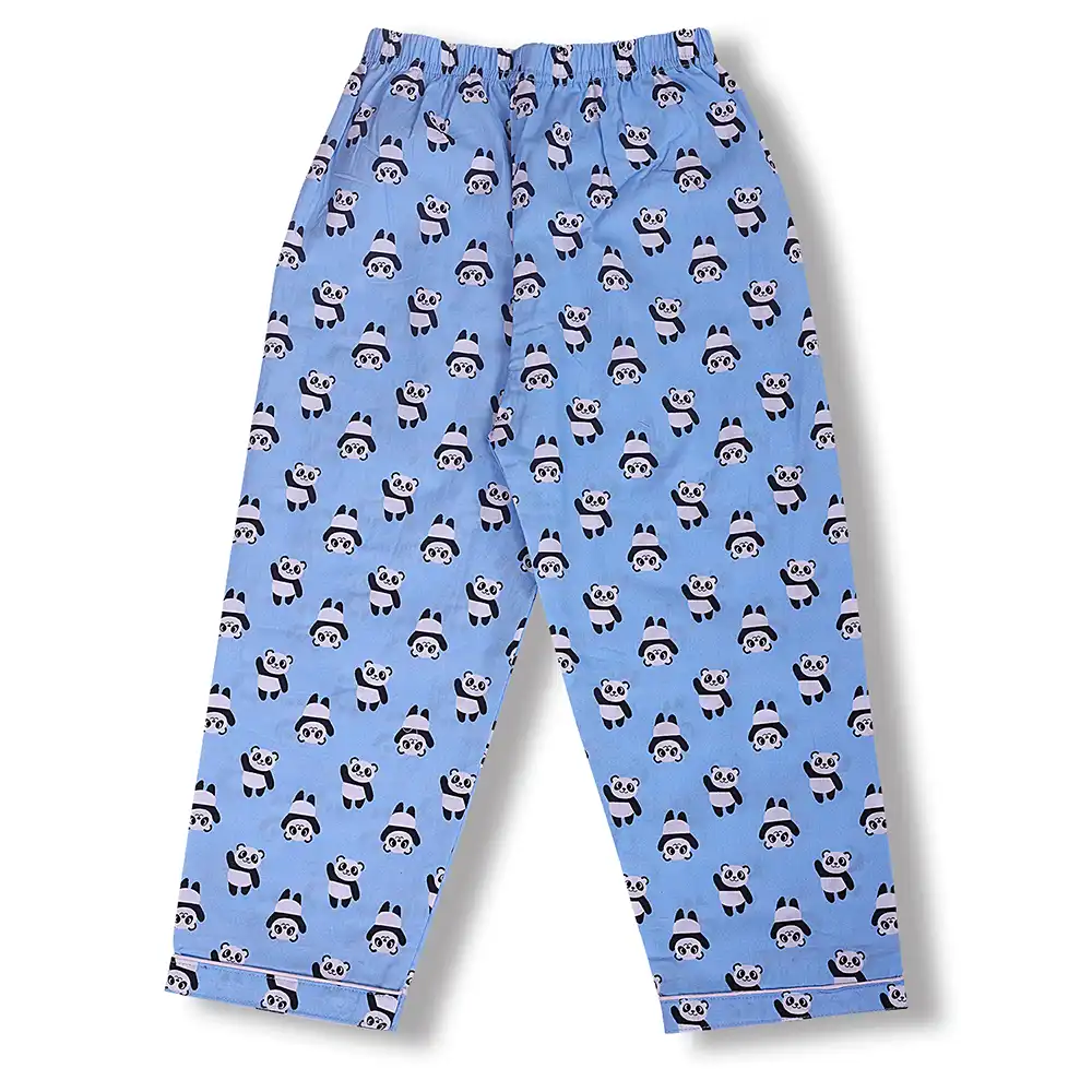 Panda Print Kids Night Suit Set – Sky Blue Cotton Sleepwear by Cozy Dozy - Image 5
