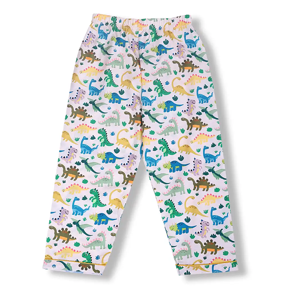 Dino Fun Kids Night Suit Set – White Cotton Sleepwear by Cozy Dozy - Image 7