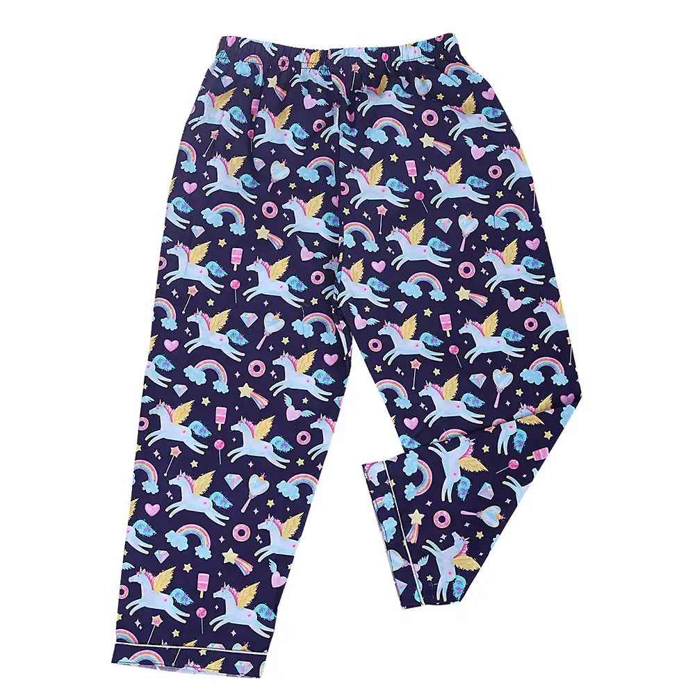 Unicorn Magic Kids Night Suit Set – Navy Blue Cotton Sleepwear by Cozy Dozy - Image 5